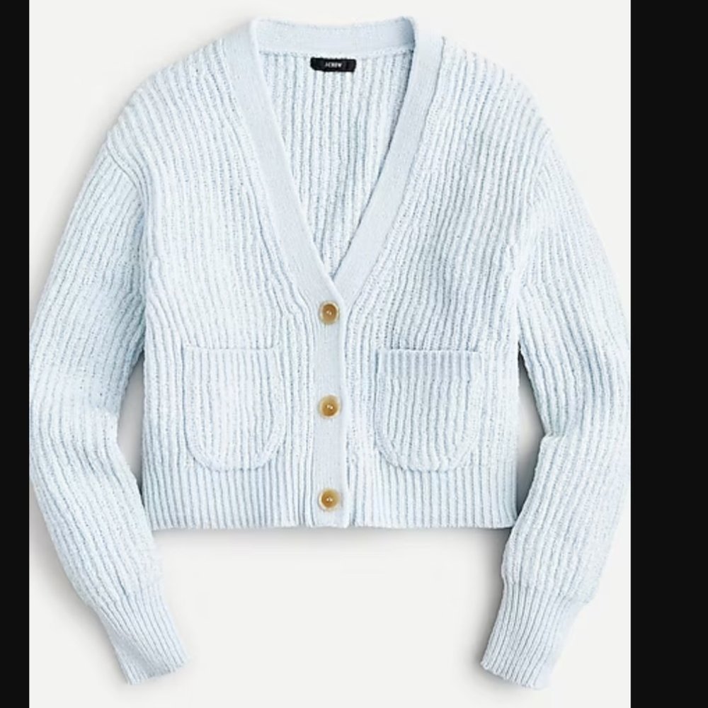 J.Crew Cropped beach cardigan, size L, Sheer blue